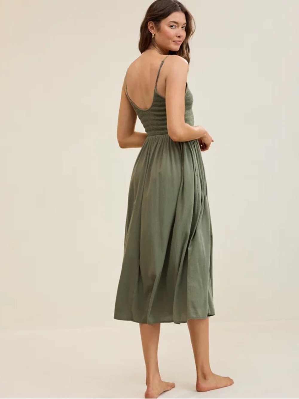 Aerie At The Barre Midi Dress Olive Fun - Picture 2 of 8